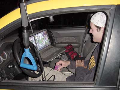 Andy with his bat-tracking equipment.