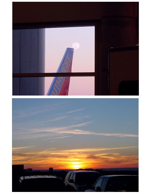 Moon and sun over Tampa airport